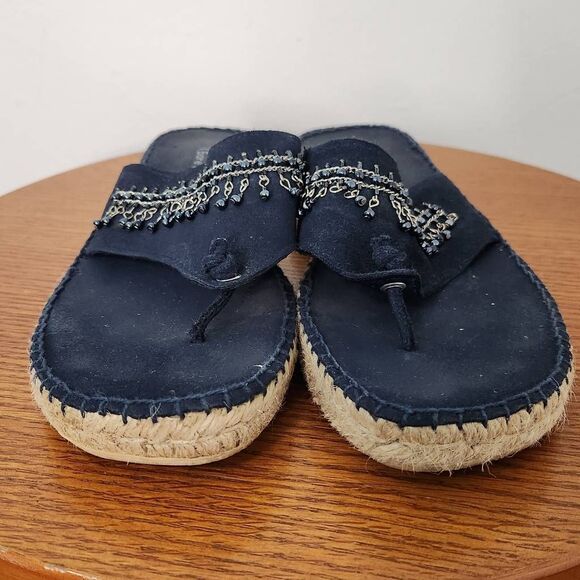 Bare Traps Karma Beaded Flip Flops in Dark Navy Size 7 Navy Boho Sandals - Picture 3 of 8